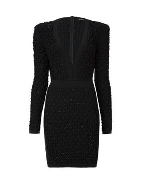 BALMAIN Strass-Embelished Mesh Mini
Dress Bodycon Dress Size 36
